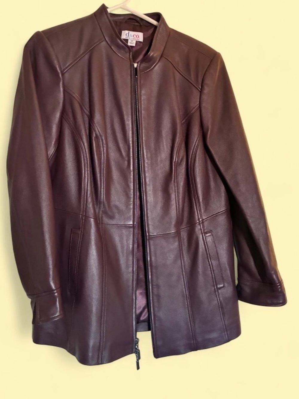 Women's Dark Burgundy Leather Zip Jacket